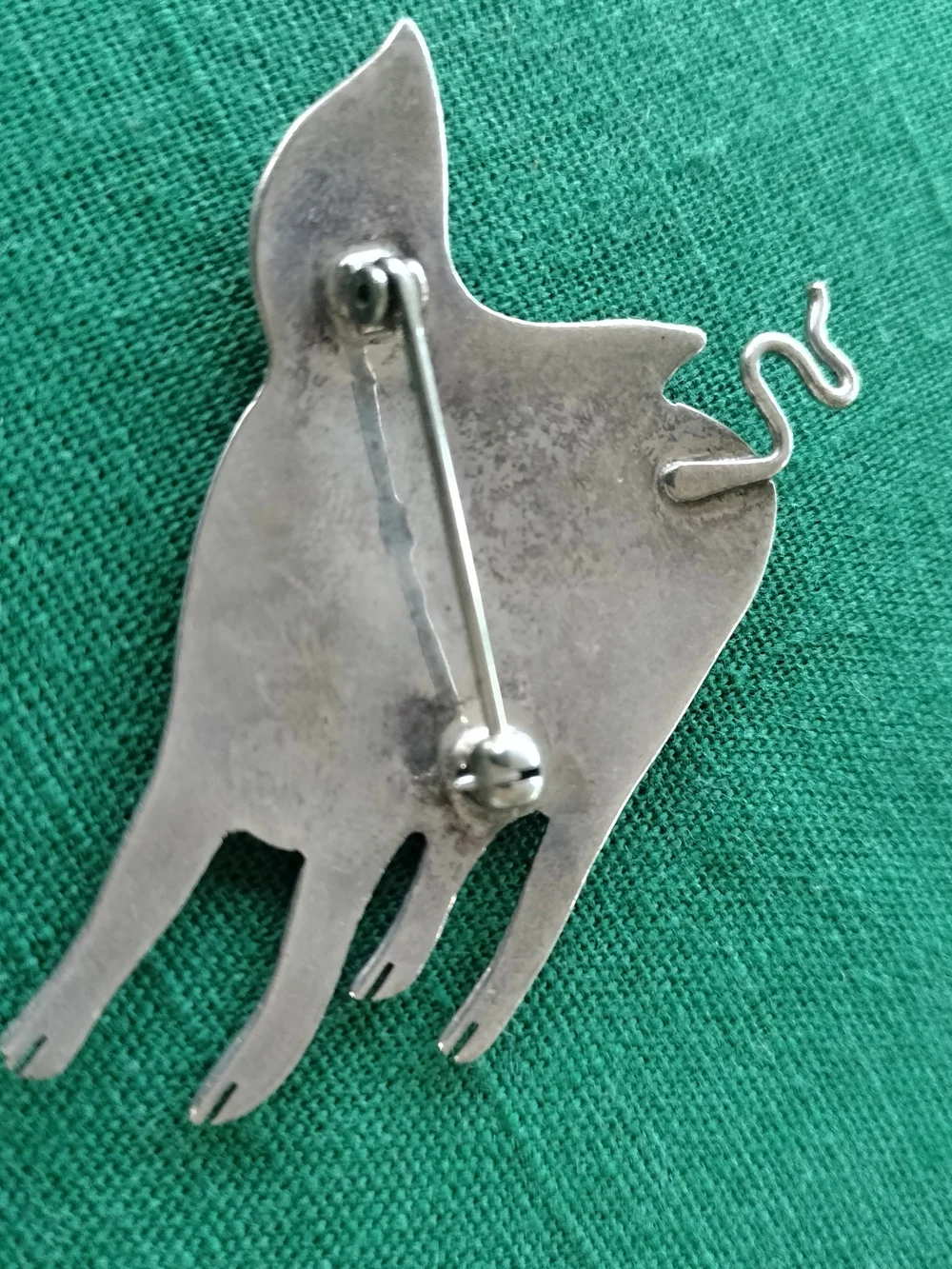 Whimsical Sterling Pig Brooch Pin - Oinker- Pigtail -Farm Pet-Curly Tail- Snout-